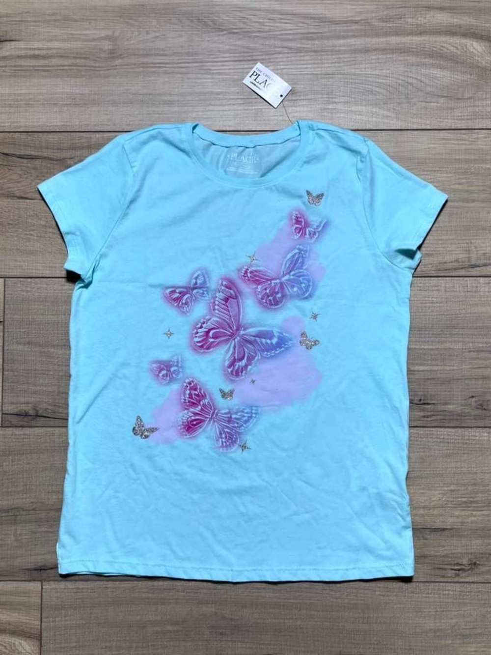 The Children’s Place Girls Short Sleeve Butterfly Graphic T-Shirt L Turquoise